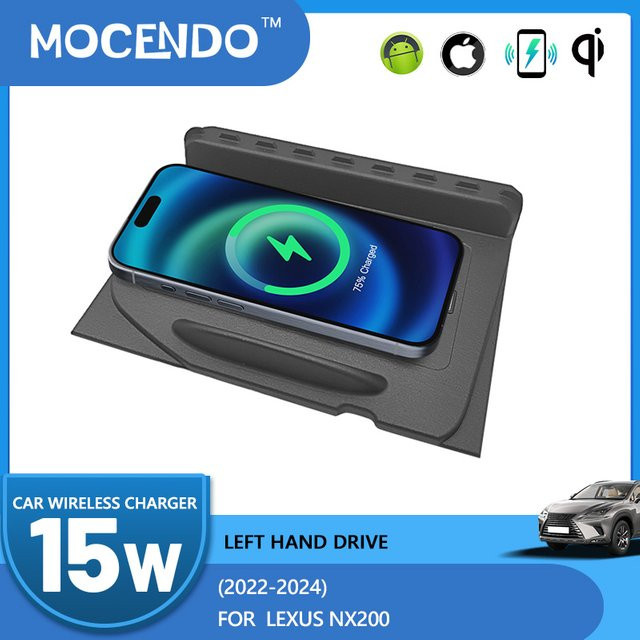 MOCENDO 15W Qi Wireless Car Charger Schnellladestation mit Telefonhalter für Lexus NX NX200 NX350H (Modelljahre 2022-2024) in Schwarz - Bild 1
