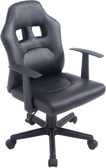 TPFLiving Kinder Bürostuhl Funny aus Kunstleder in Schwarz mit Armlehnen und Rollen, B/T/H: 56 x 59 x 90 cm - Bild 1