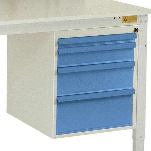 Manuflex LZ4764.5012 ESD-Gehäuse-Unterbau in Blau und Multicolour mit 4 Schubfächern, Nutzhöhe: 50 cm, für Tischtiefe: 120 cm - Bild 1