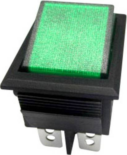 TRU Components Wippschalter TC-R13-69B-01 Grün 250 V/AC 10A 2 x Aus/Ein rastend - Bild 1