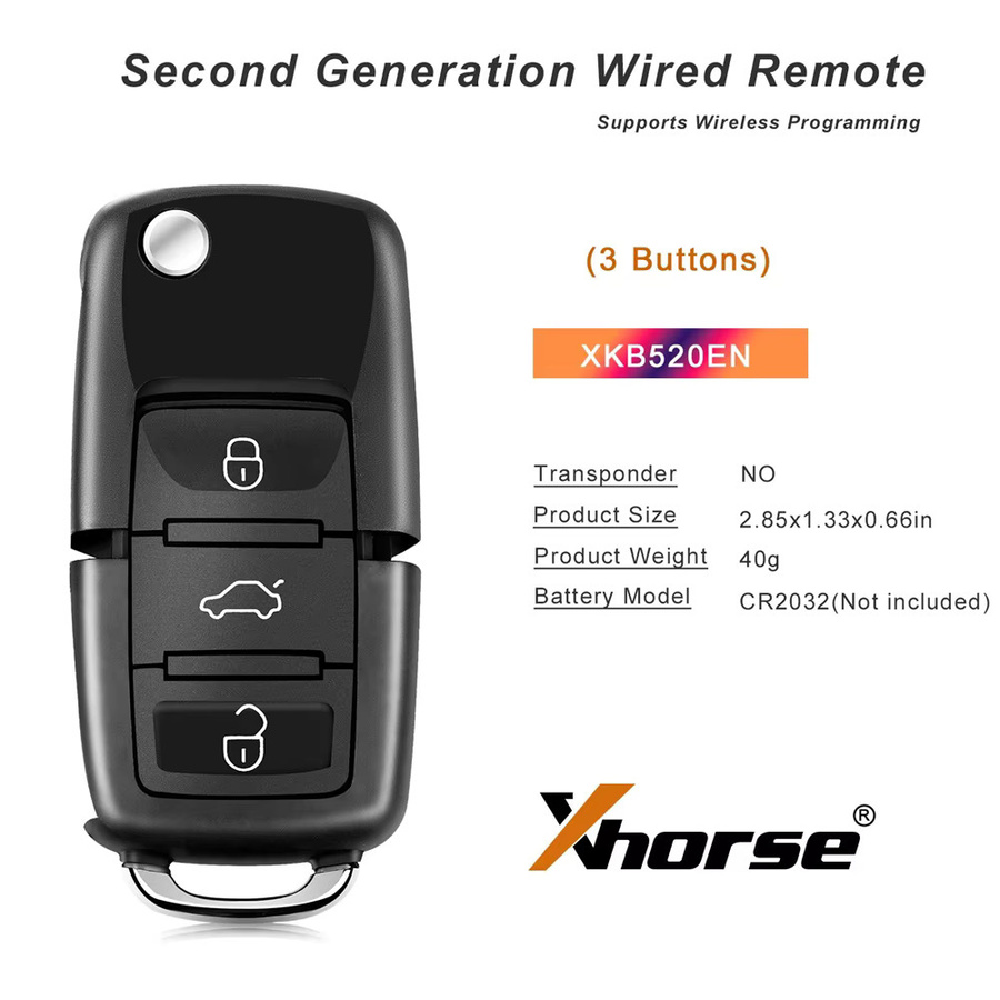 Xhorse XKB520EN Zweite Generation Kabelgebundener Fernschlüssel für Volkswagen B5 in Schwarz - Bild 3