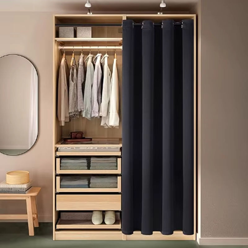 Einfarbiger Schattierungs- und Wärmeisolations-Türvorhang in Beige für Schlafzimmer und Wohnzimmer - Bild 3