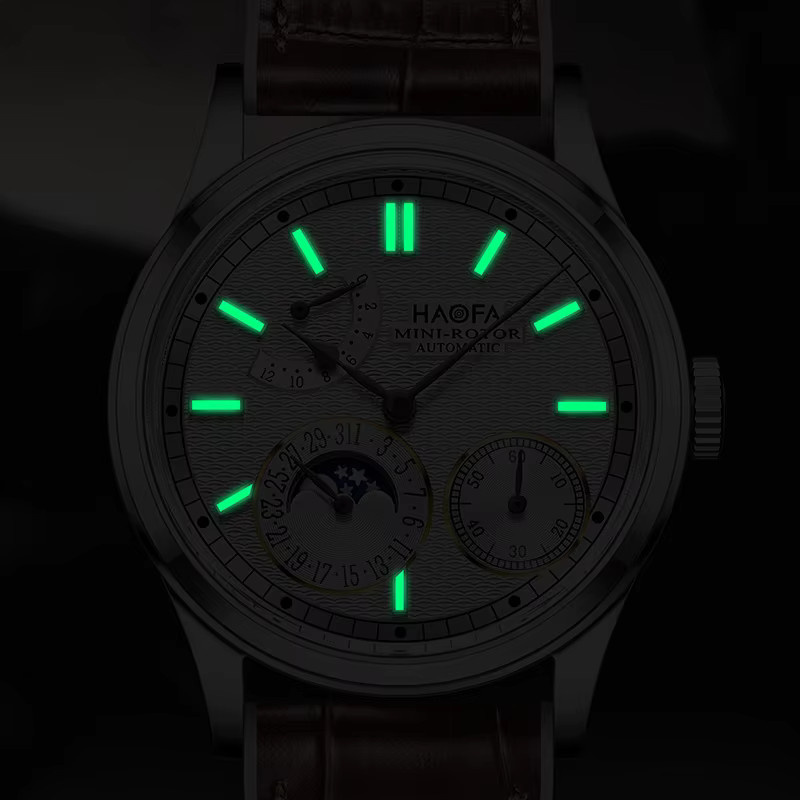 Haofa Armbanduhr Automatik, Mondphase, Datum, Saphirglas, Herren - Bild 3