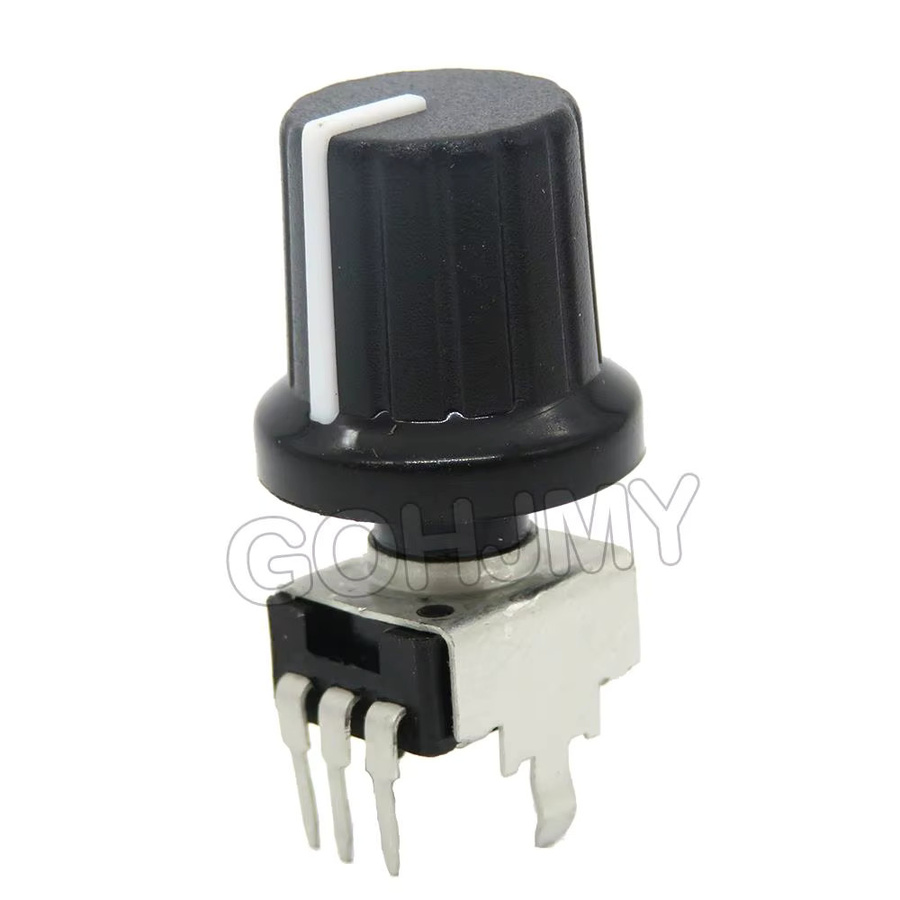 GOHJMY Einstellbares Potentiometer RV09 Vertikal mit Knopfkappe, 5 Typen (1k bis 500k Ohm), 3-Pin, Schwarz, für Arduino - Bild 2