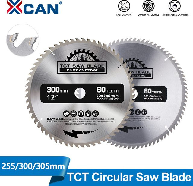 XCAN TCT Hartmetall-Kreissägeblatt Holzschneidscheibe für Holzbearbeitung mit 28/40/60/80/100 Zähnen (Durchmesser: 255/300/305 mm) - Bild 1