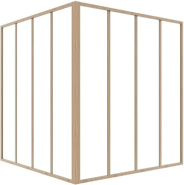 Vente-unique Glaswand Bayview in Naturfarben Hell mit Aluminiumrahmen und transparentem Glas, Breite: 120 cm, Höhe: 130 cm, Tiefe: 120 cm - Bild 1