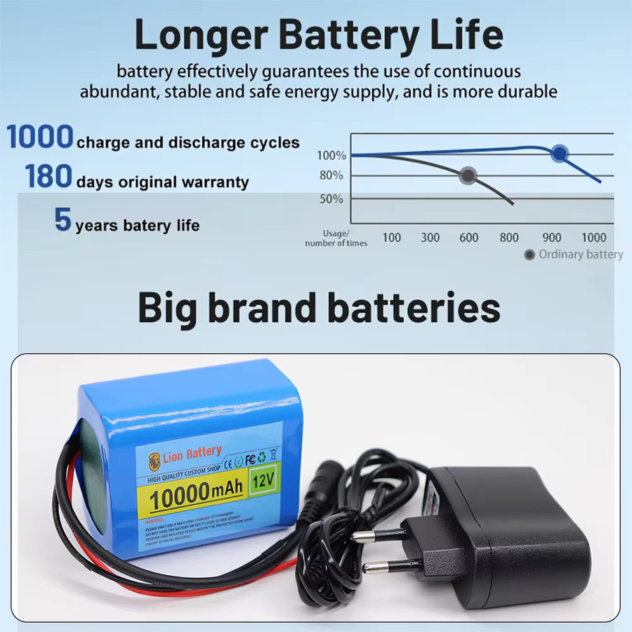Aleaivy Lithium-Ionen-Akku 12 V mit 10 Ah und Ladegerät 12,6 V in Blau - Bild 3