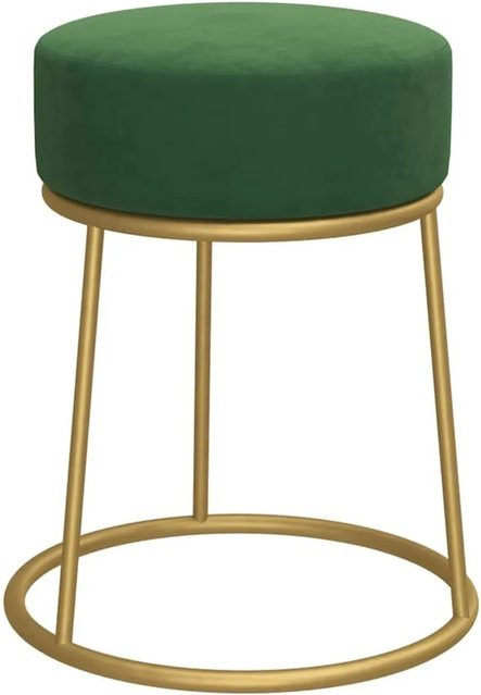 Runder Hocker von vidaXL in Grün mit Samtbezug und goldenem Metallgestell, Durchmesser: 30 cm, Höhe: 38 cm - Bild 1