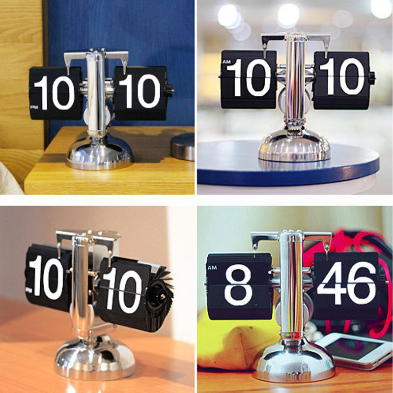 Tooarts Digitale Flip-Uhr im Retro-Minimalismus, mechanische Schreibtischuhr aus Metall, Schwarz - Bild 2