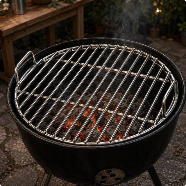Deck Now Grillrost aus Edelstahl mit geraden Stäben und Griff, Silber, Durchmesser: 43 cm - Bild 1