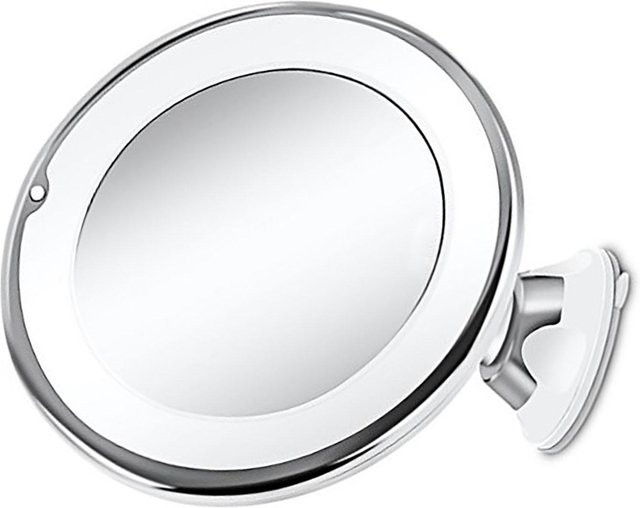 Beautyyy LED-Make-up-Spiegel mit 10-facher Vergrößerung, runde Form und Saugnapf in Weiß - Bild 1