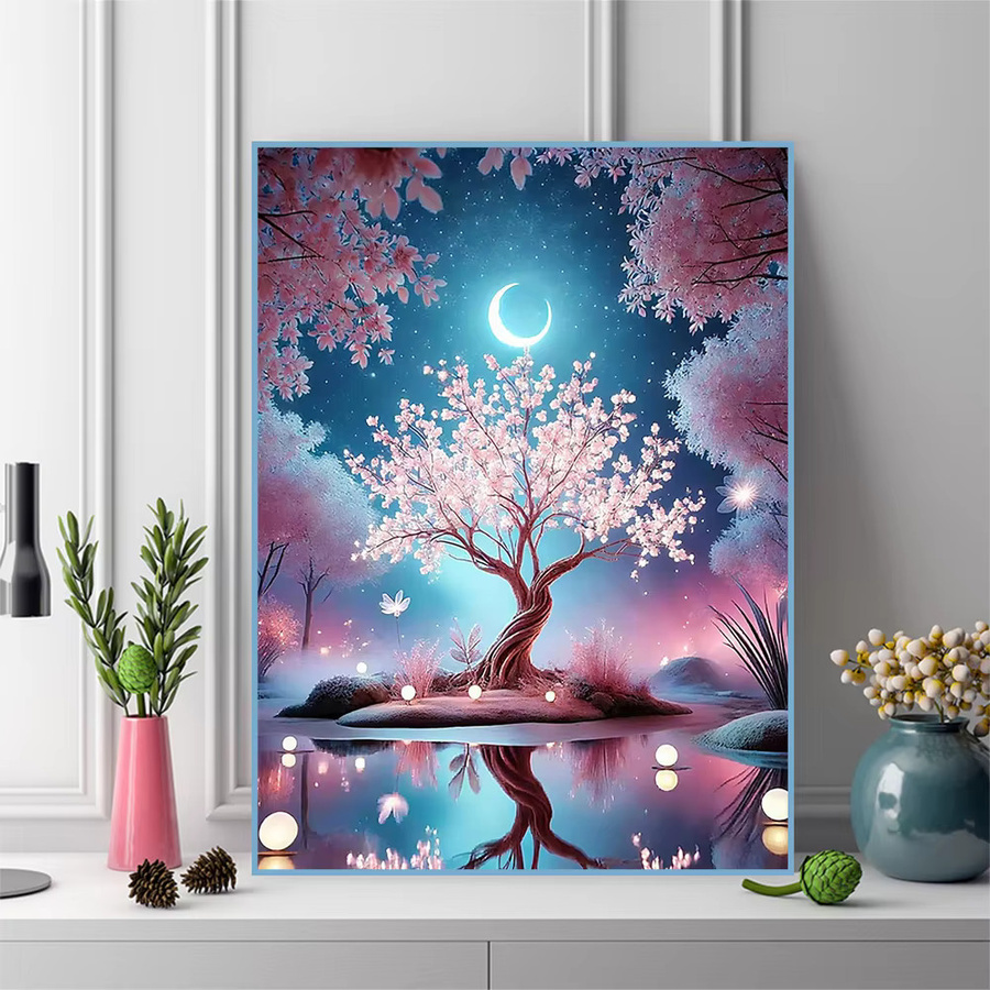Momoart 5D-Diamant-Mosaik Baumlandschaft DIY-Stickerei mit runden Steinen in Multicolour, B/H: 20 x 30 cm - Bild 3
