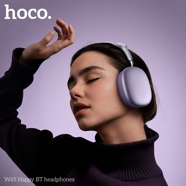 HOCO W65 Over-Ear Bluetooth-Kopfhörer in Silber mit Mikrofon und Stoff-Ohrpolstern - Bild 1