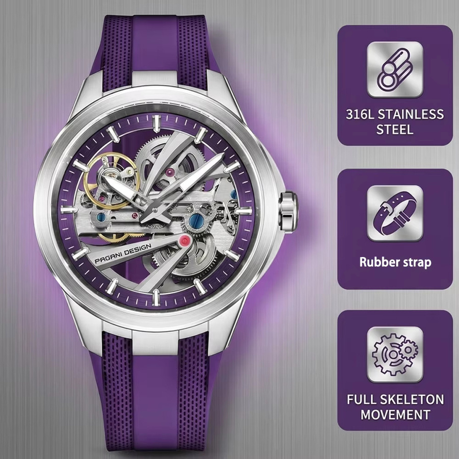 Pagani Automatik-Armbanduhr, Edelstahl, Saphirglas, Herren - Bild 3