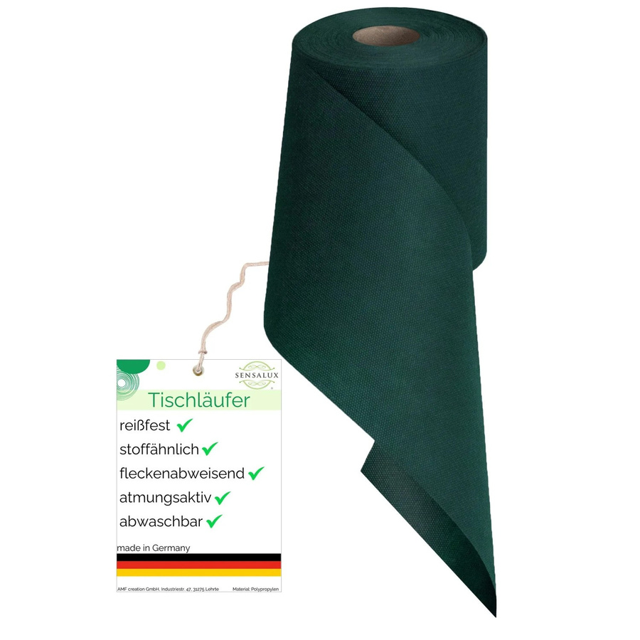 Sensalux Vlies-Tischläufer Grün, wasserabweisend und waschbar, Breite: 15 cm, Länge: 25 m - Bild 2
