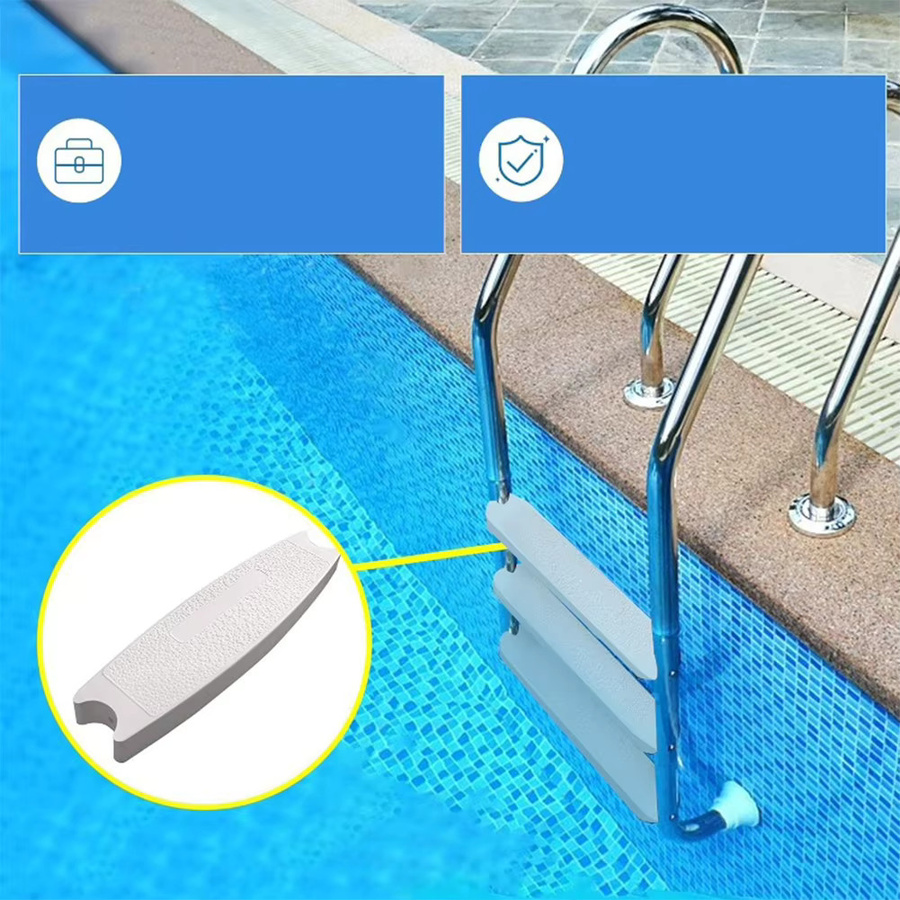 LEENKEA 3 Stück Schwimmbadleiterstufen mit rutschfesten Polka-Dot-Pedalen für oberirdische und eingelassene Schwimmbadleitern als Ersatzteile - Bild 2