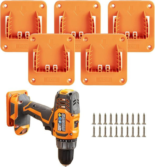 5er-Pack RIDGID 18V Max Lithium-Ionen-Dock-Aufhänger aus Kunststoff in Orange inklusive 20 Schrauben zur Bohrmontage - Bild 1