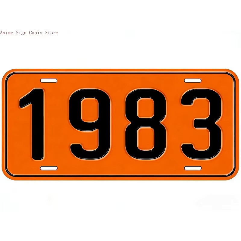 Potdemiel Vintage Aluminium-Nummernschild 1980-1989 in Orange, Rechteckiges Metallschild für die Wanddeko, B/H: 30 x 15 cm - Bild 2