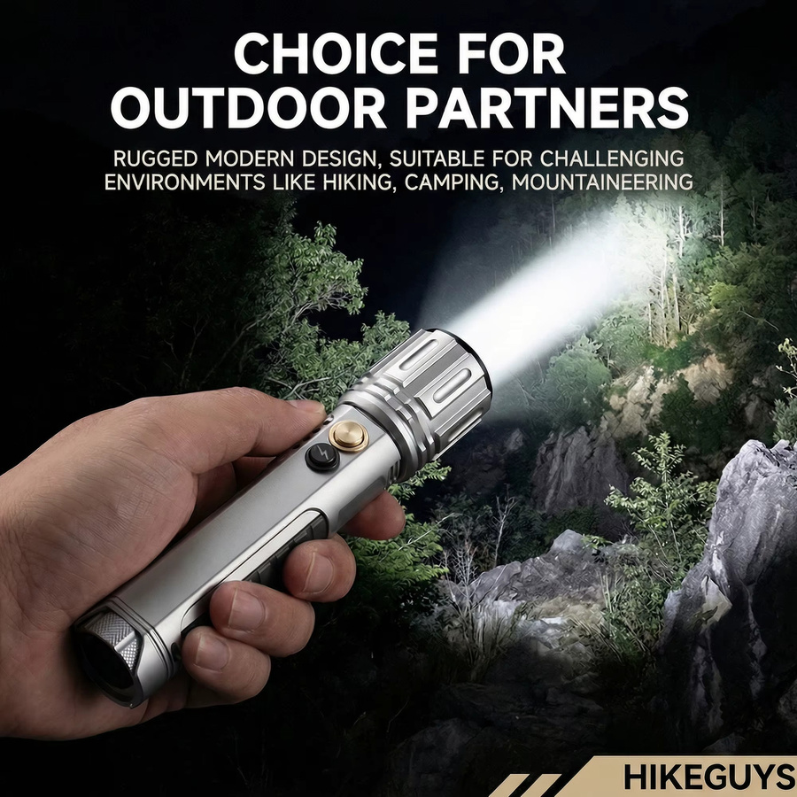PASIION Wiederaufladbare LED-Taschenlampe aus Aluminium in Silber mit Powerbank-Funktion für Notfälle und Camping - Bild 2