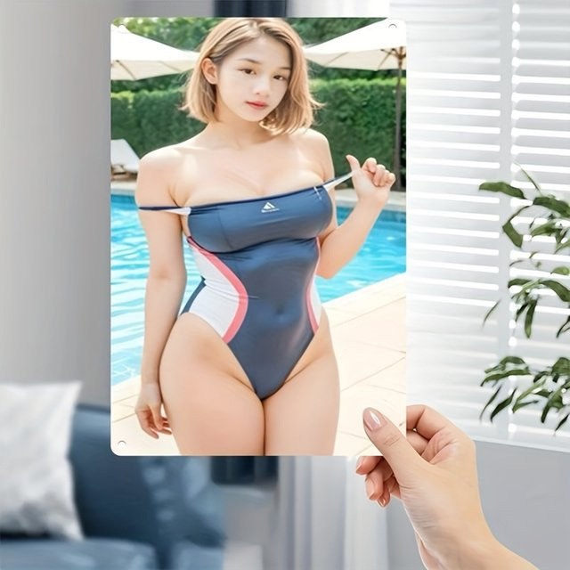 Metallschild CIFBUY Koreanische Schönheit und Bikini-Modell Kunstposter Wanddekoration aus Eisen, Mehrfarbig, B/H: 30,0 x 20,0 cm - Bild 1