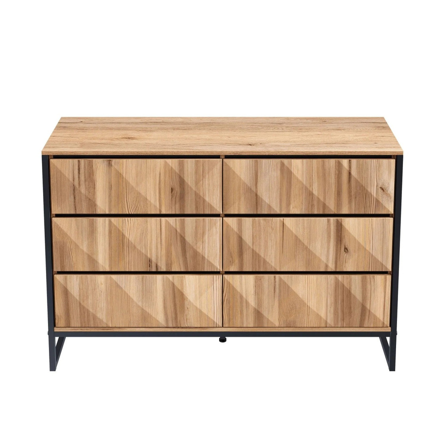 okwish Sideboard Modern mit Metallbeinen für dein Wohnzimmer, Schwarz und Natur, B/T/H: 120 x 40 x 80 cm - Bild 2