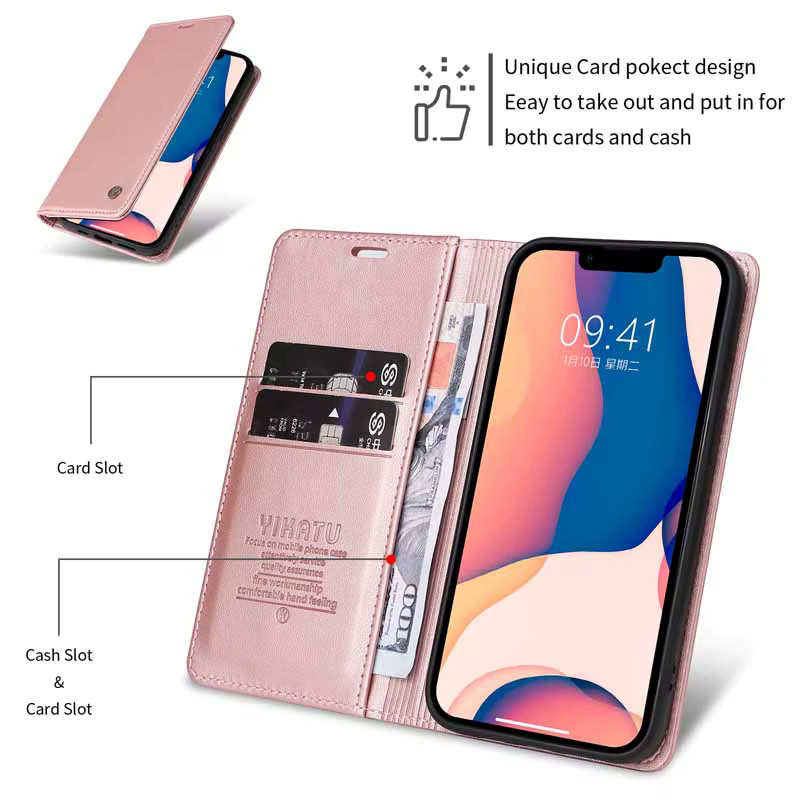Business Flip Case für OPPO Reno 13 Pro und Reno 13 Serie in Rot mit Magnet-Brieftaschenfunktion aus Leder - Bild 5