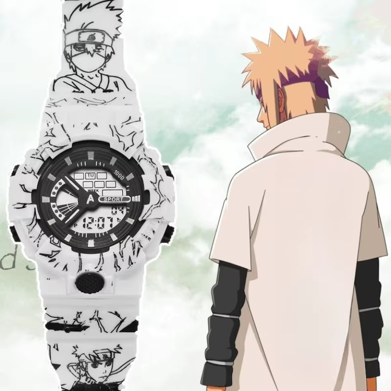 Naruto Digitaluhr, Kunststoff, Silikon, Schwarz, Weiß, Rund - Bild 4