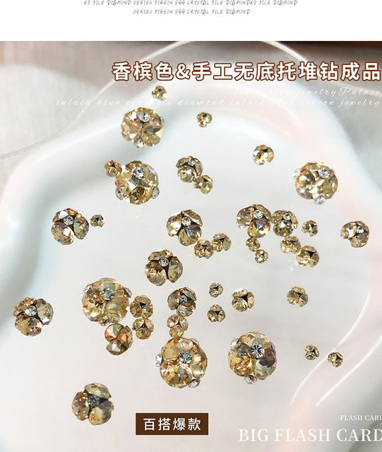 YYM Nagelrhinestone-Kugeln, Champagner, Glänzend, 10 Stück - Bild 1
