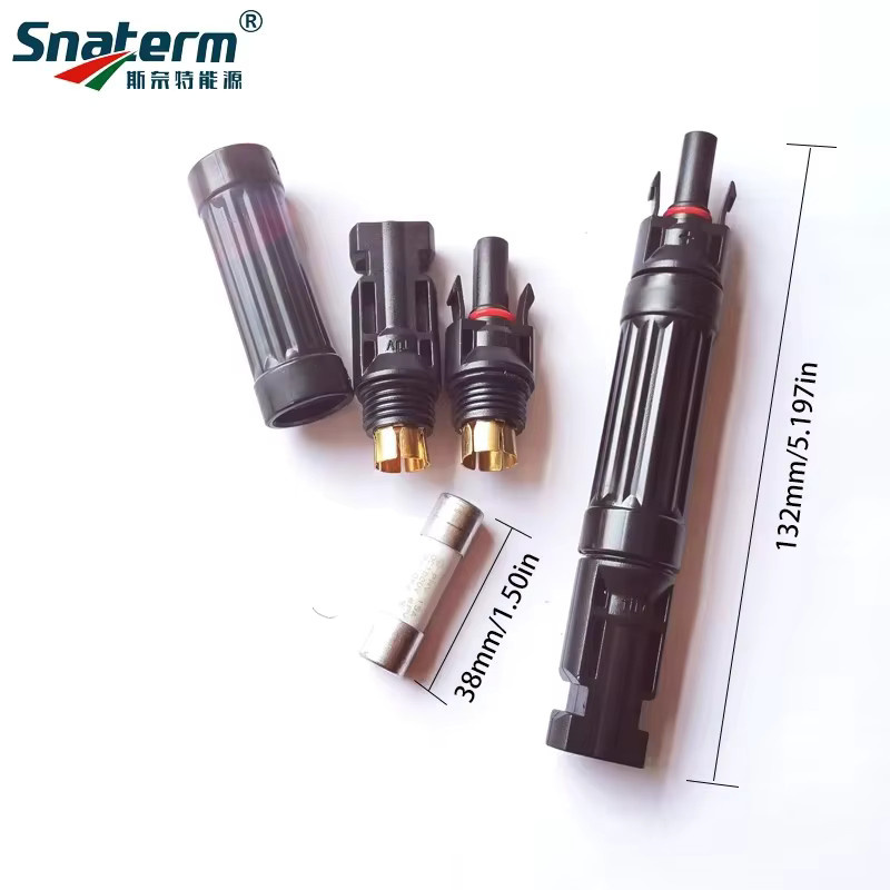 Solar DC Sicherung Stecker Set Männlich zu Weiblich PV Sicherungshalter Schwarz für Solarstromsysteme - Bild 4
