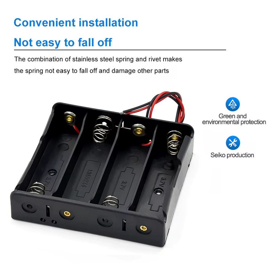 VAKIND 18650 Batterie-Aufbewahrungsbox in Schwarz mit Kabel für 3,7 V Batterien als DIY Kunststoff-Halter mit 1 bis 4 Steckplätzen - Bild 5