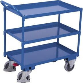 VARIOfit Tischwagen mit 3 Ladeflächen in Blau und Stahl, B/T: 84,5 x 49,5 cm - Bild 1