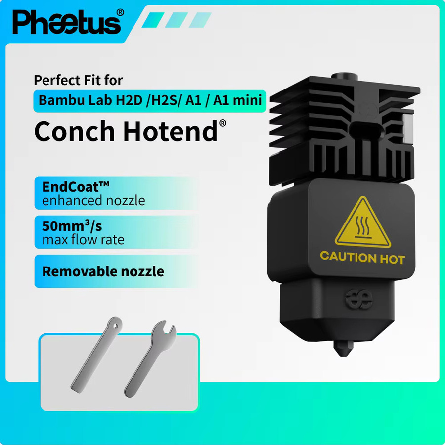 Phaetus Upgrade Hotend mit Endcoat-Düse für Bambu Lab H2D H2S H2C A1 Mini Conch 3D-Drucker in Schwarz - Bild 2