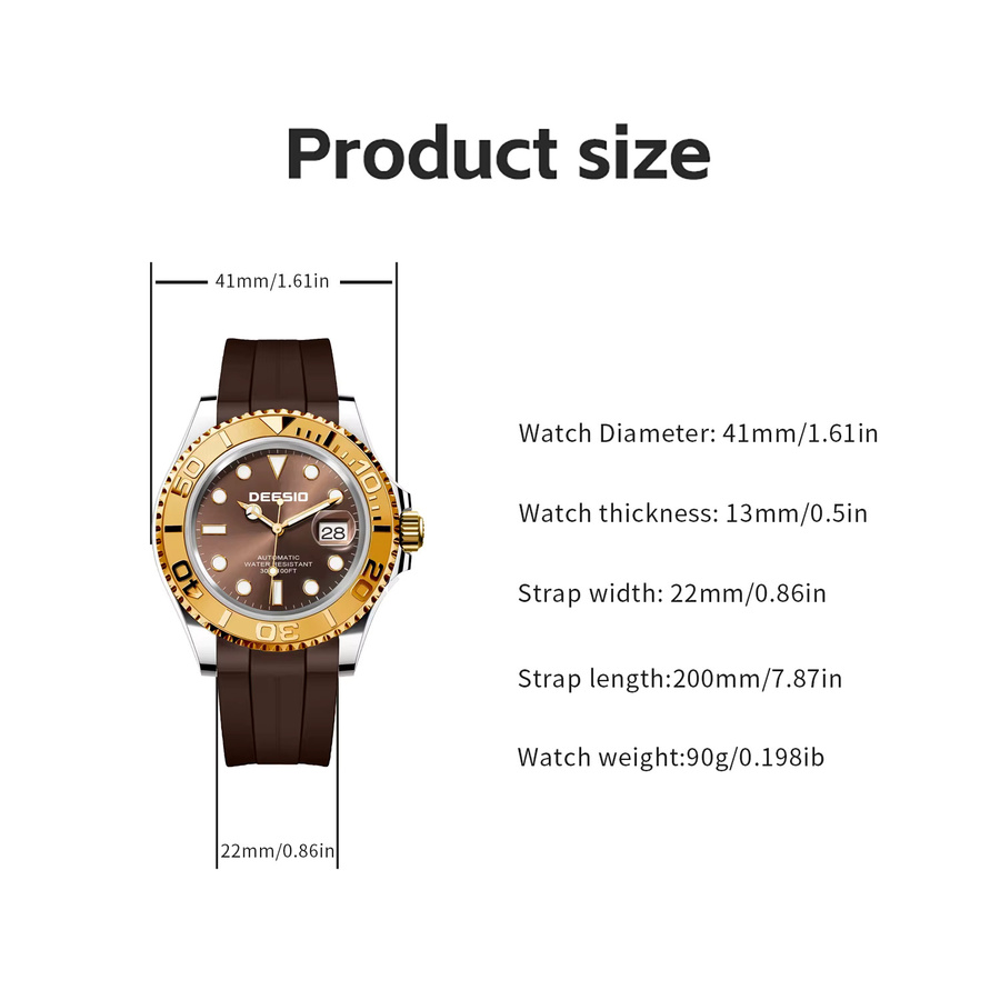 Deesio Armbanduhr Automatik, Edelstahl, Schwarz, Herren - Bild 5