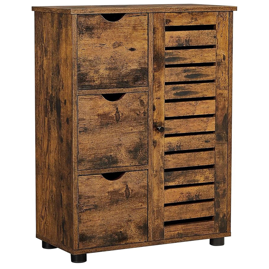 Songmics Badezimmerschrank Hanis in Braun mit 3 Schubladen und Regalfächern - Bild 2
