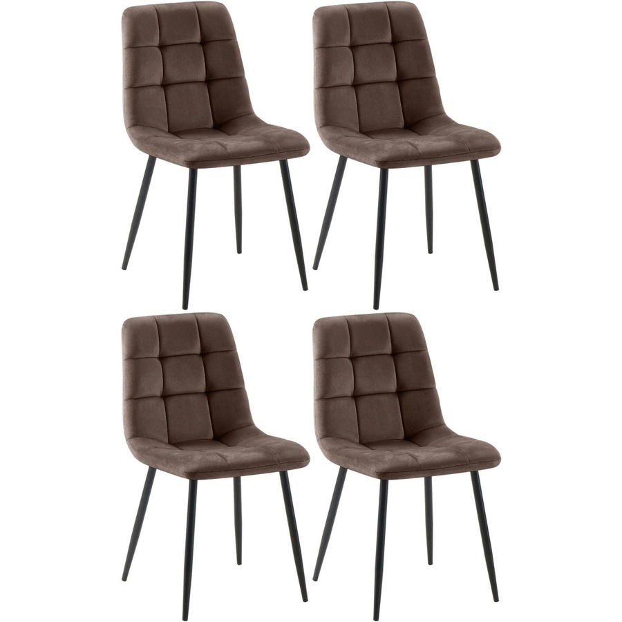 4er Set Esszimmerstühle DELUKE FIGAD aus Samt in Braun mit Steppmuster, B/T/H: 45 x 55 x 84 cm - Bild 2