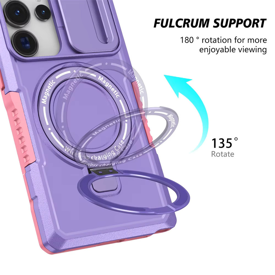 Hybrid-Rüstungshülle für Samsung Galaxy S26 S25 S24 S23 S22 Ultra Plus FE mit magnetischer Autohalterung und kabelloser Ladefunktion in Pink oder Purple - Bild 6
