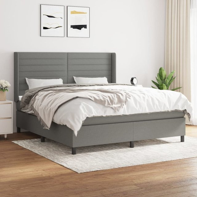 vidaXL Boxspringbett Hybrid mit Matratze und Kopfteil, Dunkelgrau, B/T/H: 160 x 200 cm - Bild 2