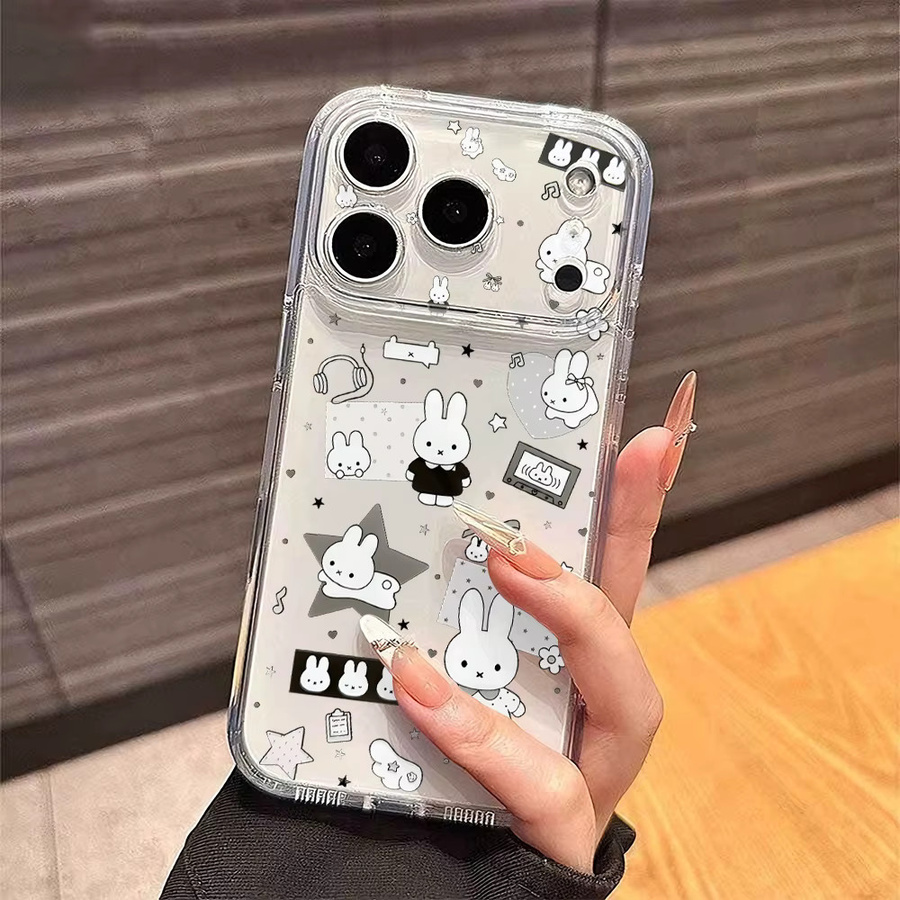 White Rabbit Miffy Handyhülle für iPhone 17 16 15 14 13 12 11 Pro Max Plus und weitere Modelle, Transparente Weiche TPU Schutzhülle - Bild 2
