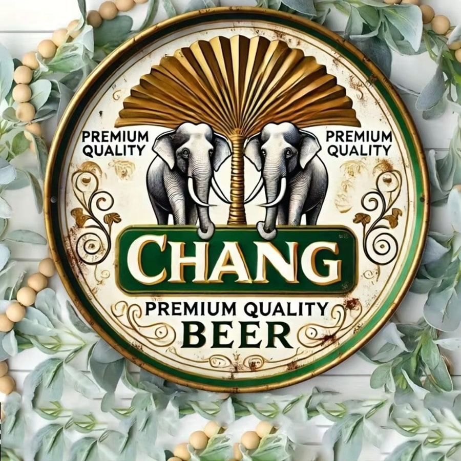 CIFBUY Metall-Wanddekoration Chang Beer Blechschild Vintage-Elefant, B/H: 20,3 x 20,3 cm, Multicolour - Bild 4
