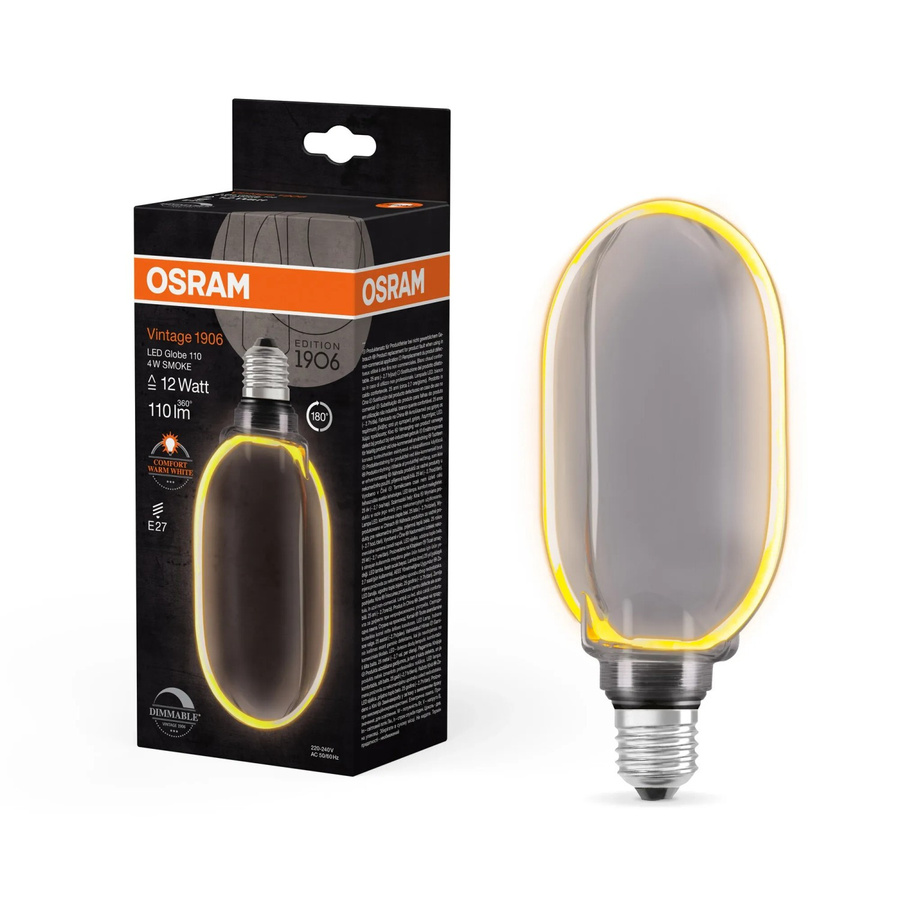 Osram LED-Lampe E27 Globeform G100 in Rauchgrau, 4 W, 1.800 K, dimmbar, Höhe: 18,9 cm, Durchmesser: 10 cm - Bild 2