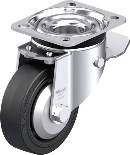 Blickle Stahlblech-Lenkrolle LK-POEV 100KA-1-ST-FA in Silber und Schwarz mit 100 mm Rad-Durchmesser und 200 kg Tragfähigkeit - Bild 1