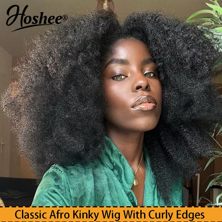 HOSHEE Echthaar-Perücke, Mongolische Afro-Locken, Remy-Echthaar, 250% Dichte - Bild 3
