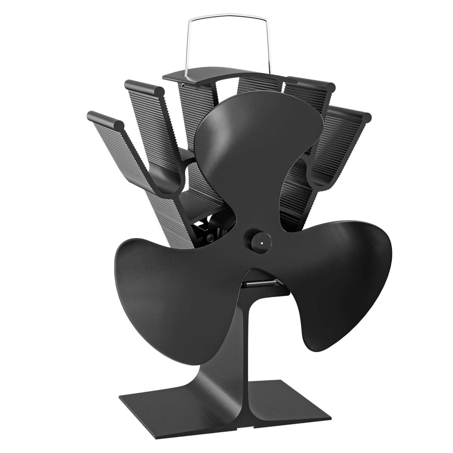 Wiltec Kaminofen Ventilator mit 3 Flügeln in Schwarz - Bild 2
