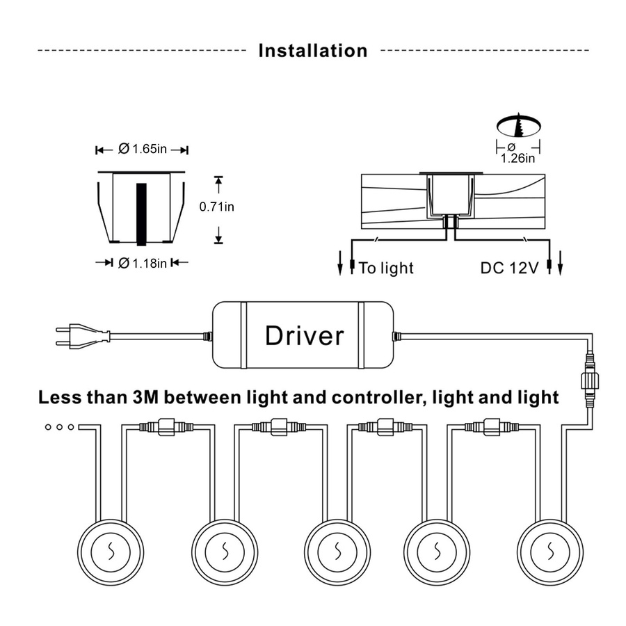 TOMTOP JMS 10er Set RGB LED Bodenstrahler IP67 wasserdicht, dimmbar und farbwechselnd, rund, Edelstahl Silber, für Außenbereich, Garten und Sauna - Bild 3