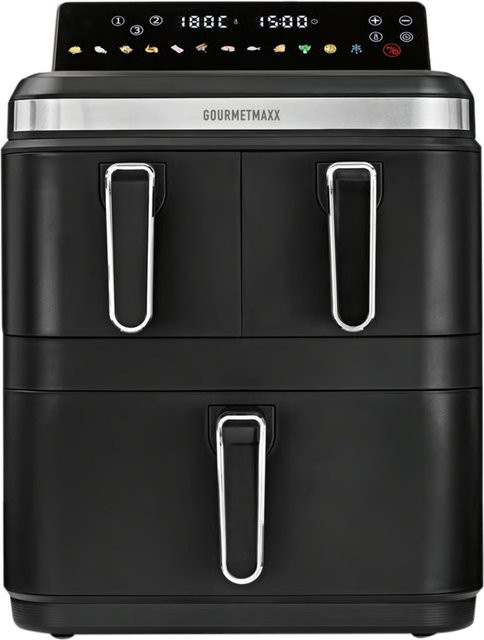 GOURMETMAXX FryUp3 Vertikale 3-Kammer-Heißluftfritteuse mit Dual Zone und Digital Display, Schwarz, 17 l - Bild 1