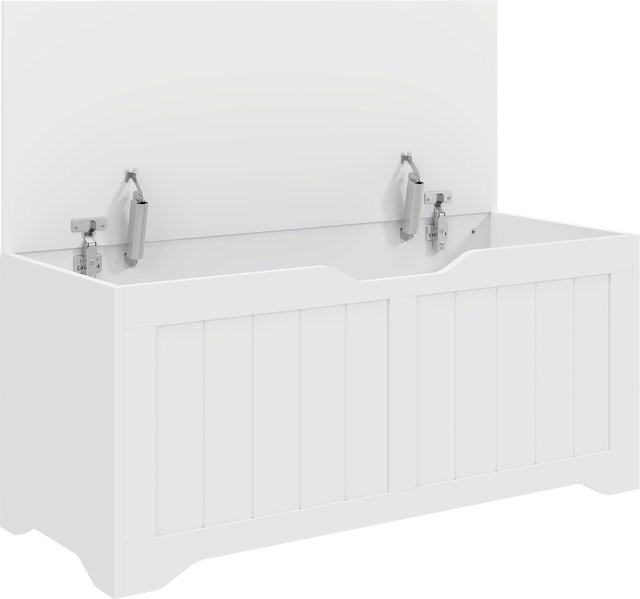 Aosom Aufbewahrungsbank für Innen in Weiß mit 136 l Stauraum und Sicherheitsscharnieren, Moderne Sitzbank für Wohnzimmer und Flur, B/T/H: 100 x 40 x 45 cm - Bild 1