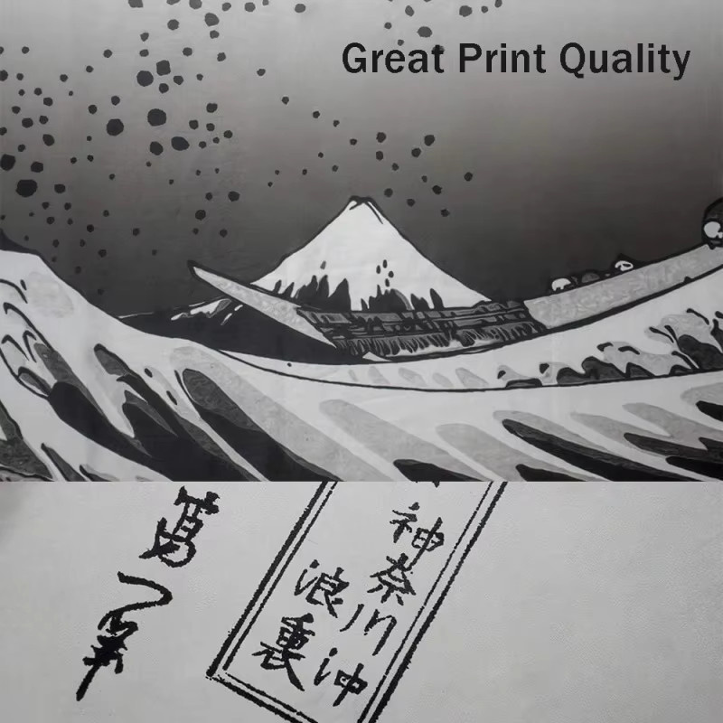 VIKAMA Wandteppich Die große Welle vor Kanagawa in Schwarz-Weiß, japanische Ukiyo-e-Kunst als Wandbehang, B: 90 cm, H: 60 cm - Bild 3