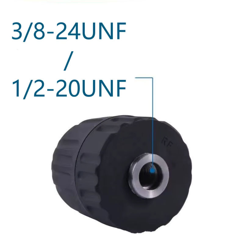 Selbstsicherndes Bohrfutter mit Sechskantschaft und SDS-Plus-Vierkantschlüssel, 0,8–10 mm (3/8–24 UNF) auf 2–13 mm (1/2–20 UNF) Konverter, schwarz - Bild 4