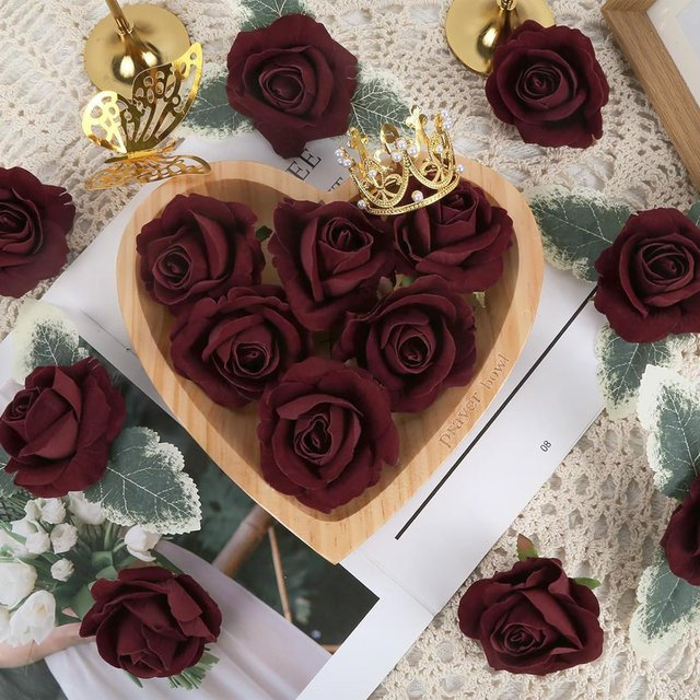 Künstliche Seidenrosen in Rot für Dekorationen, Hochzeiten und DIY-Geschenke, 10 Stück - Bild 1