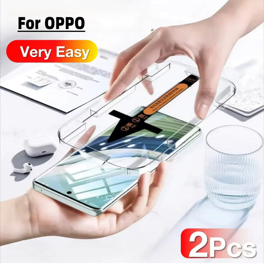 2er-Pack Panzerglas Displayschutz mit automatischem Installationswerkzeug für OPPO Find X7 Ultra, X8 Pro, X6, X3, X5 Pro und Reno 12, 11, 10, 9 Pro, transparent - Bild 2